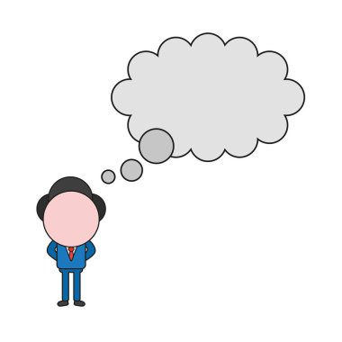 Vektör illüstrasyon kavramı boş düşünce balonu ile işadamı karakteri. Renk ve siyah anahatlar.