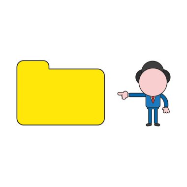 İşadamı karakter gösteren vektör illüstrasyon kavramı dosya klasörü kapalı. Renk ve siyah anahatlar.