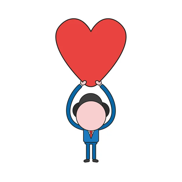 Concepto Ilustración Vectorial Del Personaje Hombre Negocios Sosteniendo Corazón Color — Vector de stock