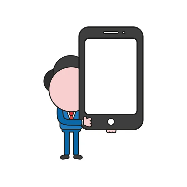 Vektor Illustration Konzept Des Geschäftsmannes Charakter Hält Smartphone Farbe Und — Stockvektor