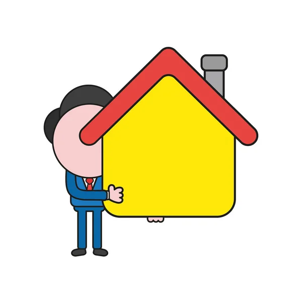 Concetto Illustrazione Vettoriale Del Personaggio Uomo Affari Possesso Casa Colore — Vettoriale Stock