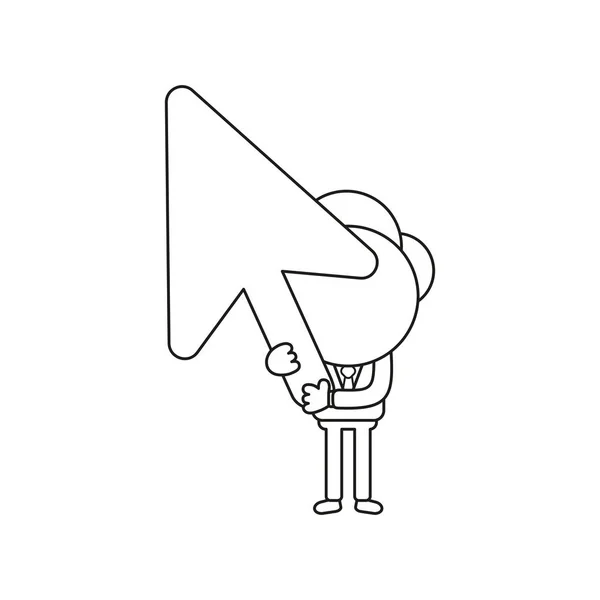 Vector Illustration Concept Businessman Character Holding Mouse Arrow Cursor Black — Stock Vector