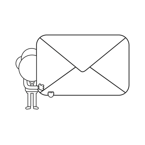 Vector Εικονογράφηση Έννοια Του Επιχειρηματία Χαρακτήρα Κρατώντας Κλειστά Ταχυδρομείο Φακέλων — Διανυσματικό Αρχείο