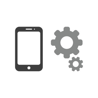 Vektör illüstrasyon simge gears ile smartphone kavramı.