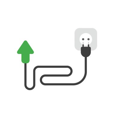 Vector illustration icon concept of arrow with cable, plug and outlet. clipart