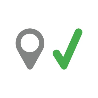 Harita göstergesi onay işareti ile vektör çizim simgesini kavramı.