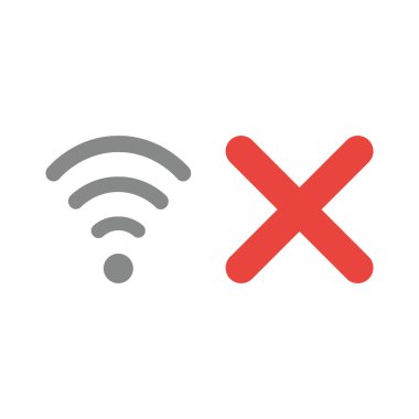 Vektör illüstrasyon simge kavramı x kablosuz wifi simgesiyle işaretlemek.