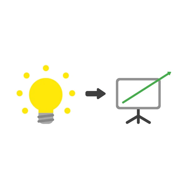 Vektor Illustration Symbol Konzept Der Glühenden Glühbirne Mit Verkaufsplan Pfeil — Stockvektor