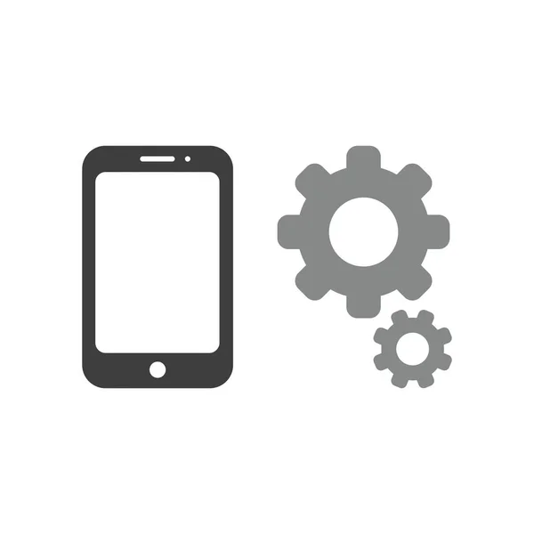 Conceito Ícone Ilustração Vetorial Smartphone Com Engrenagens — Vetor de Stock