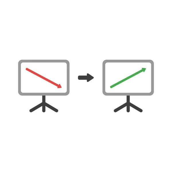 Vector illustration icon concept of sales chart arrow moving down and up.