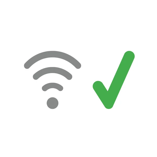 Icono Ilustración Vectorial Concepto Símbolo Wifi Inalámbrico Con Marca Verificación — Archivo Imágenes Vectoriales