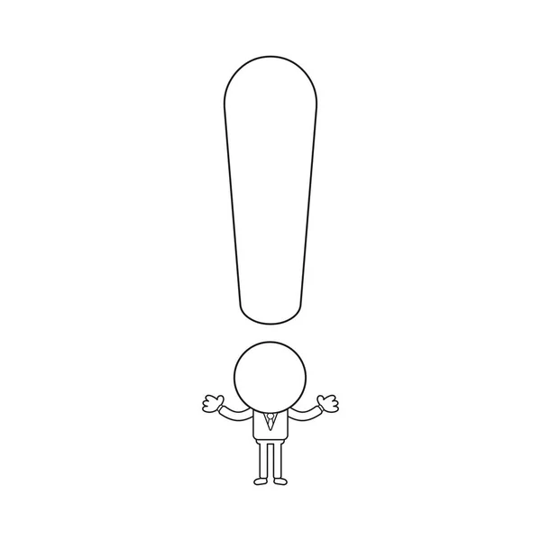 Illustration Vectorielle Personnage Homme Affaires Avec Tête Point Exclamation Contour — Image vectorielle