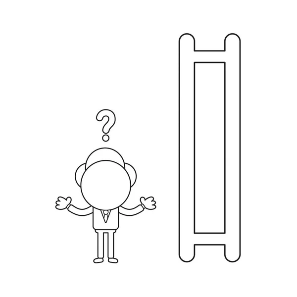 Conceito Ilustração Vetorial Personagem Empresário Confundido Escada Com Passos Falta — Vetor de Stock