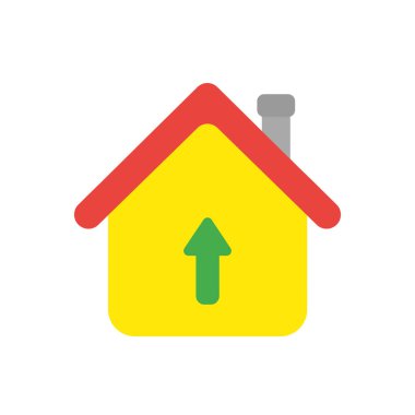 Vektör illüstrasyon simge yukarı hareket ok ile ev kavramı.