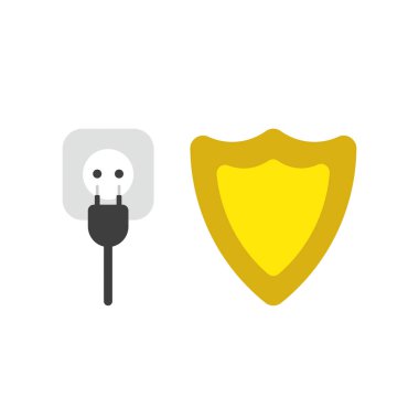 Tak ve çıkış koruma kalkanı ile vektör çizim simgesini kavramı.