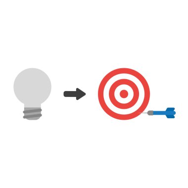 Vektör çizim simgesini kavramı gri ampul Bullseye ve dart ile hedef özledim.