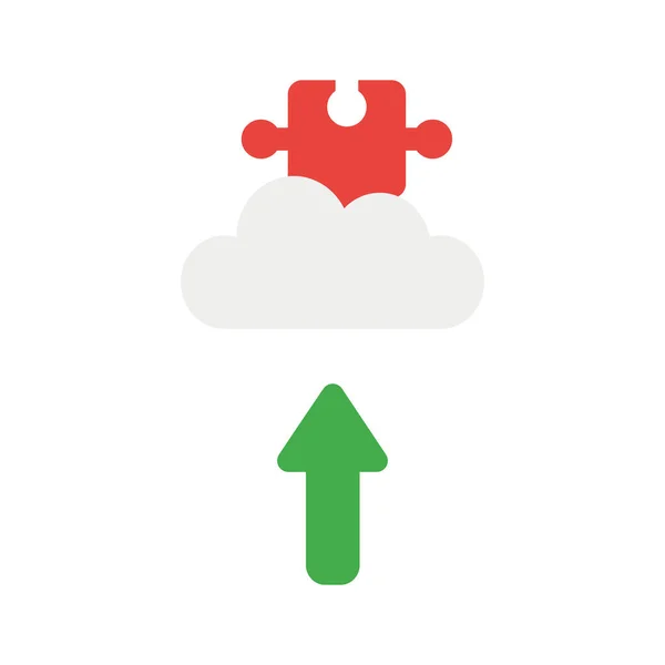 矢量插图图标概念失踪拼图块在云与箭头向上移动 — 图库矢量图片