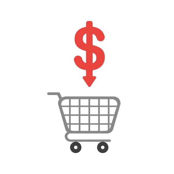 Vector Illustration Icon Concept Shopping Cart Dollar Symbol Arrow Moving — Stock Vector