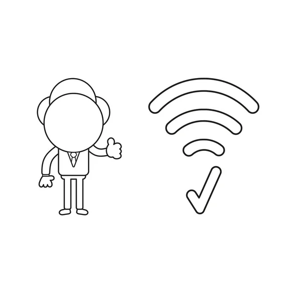 Vector Illustratie Concept Van Zakenman Karakter Met Draadloze Wifi Symbool — Stockvector