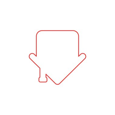 Vektör çizim simgesini ev ok aşağı kavramı. Renkli anahatlar. 