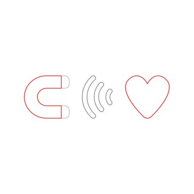 Vektör çizim simgesini kavramı kalp çeken mıknatıs. Renkli anahatlar. 