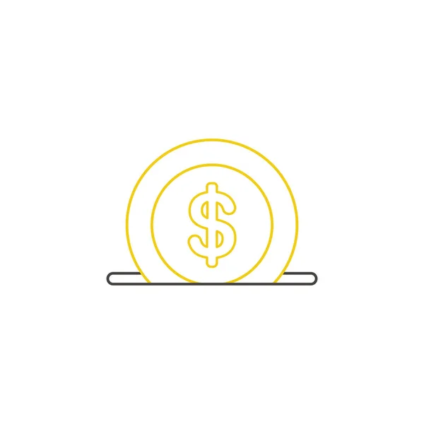Vector Illustration Icon Concept Dollar Coin Moneybox Hole Color Outlines — Stock Vector