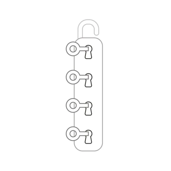 Icono Ilustración Vectorial Concepto Cuatro Llaves Cuatro Agujeros Cerradura Desbloquear — Vector de stock