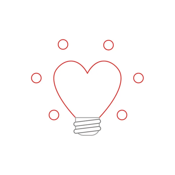 Vektor Illustration Ikonen Begreppet Hjärtat Formade Glödande Glödlampa Färg Konturer — Stock vektor