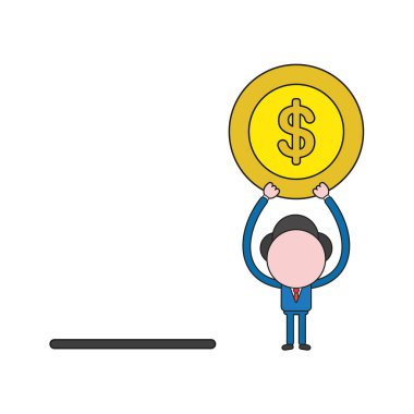 Vektör illüstrasyon kavramı işadamı karakterinin Doları para servet delik ile gidiyor. Renk ve siyah anahatlar.