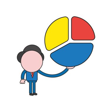 Vektör illüstrasyon kavramı işadamı karakter holding üç bölümden diyagramı. Renk ve siyah anahatlar.