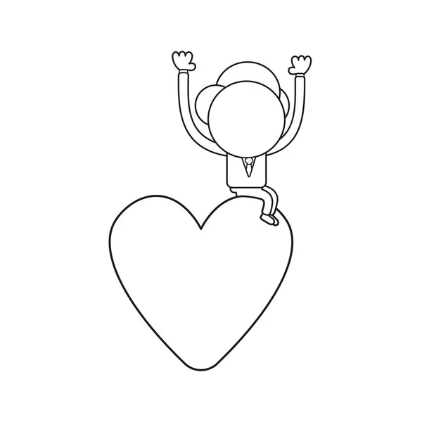 Concepto Ilustración Vectorial Del Carácter Del Hombre Negocios Sentado Corazón — Vector de stock