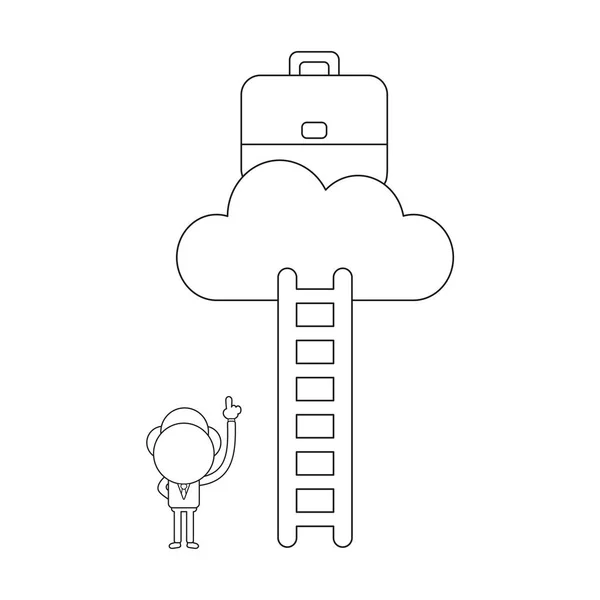 Vector Εικονογράφηση Έννοια Του Επιχειρηματία Χαρακτήρα Κατάδειξης Χαρτοφύλακα Στο Σύννεφο — Διανυσματικό Αρχείο