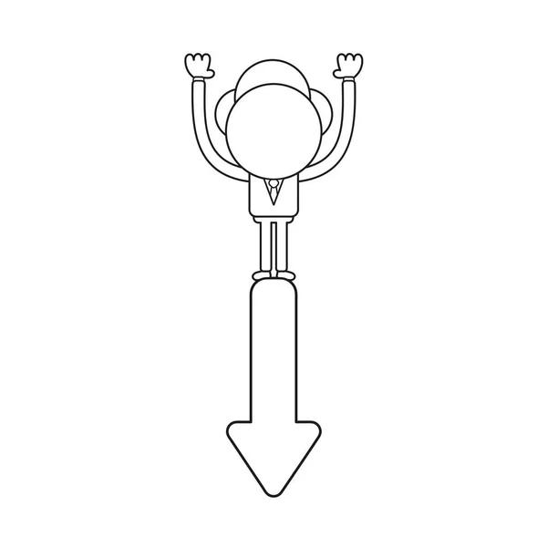 Concepto Ilustración Vectorial Del Personaje Hombre Negocios Parado Flecha Que — Vector de stock