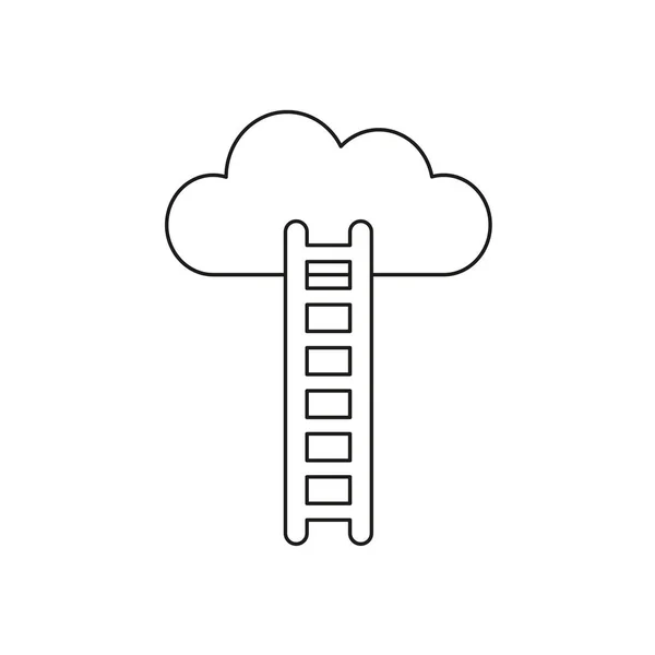 Icono Ilustración Vectorial Concepto Nube Escalera Madera Esbozos Negros — Vector de stock