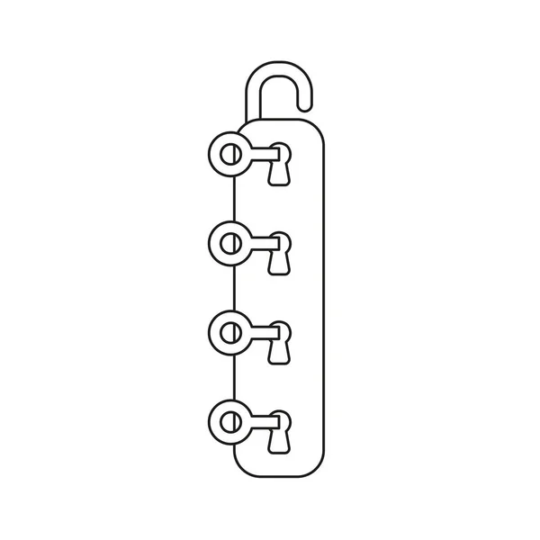 Icono Ilustración Vectorial Concepto Cuatro Llaves Cuatro Agujeros Cerradura Desbloquear — Archivo Imágenes Vectoriales