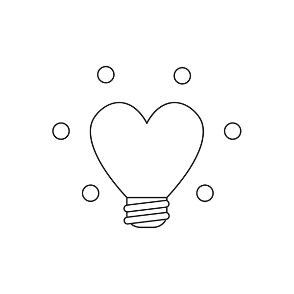 Vektor Illustration Ikonen Begreppet Hjärtat Formade Glödande Glödlampa Svarta Konturer — Stock vektor