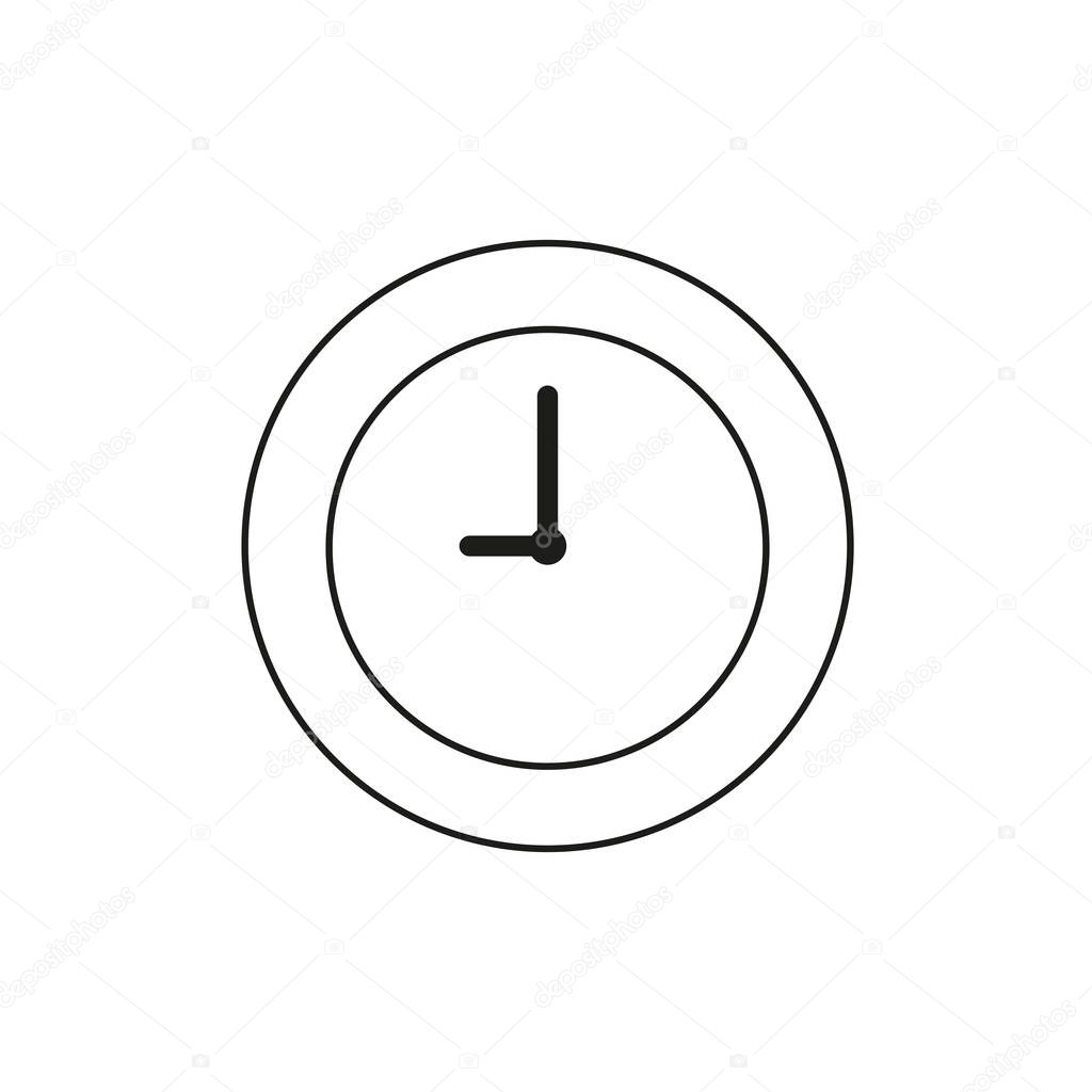 Vector illustration icon concept of clock time. Black outlines.