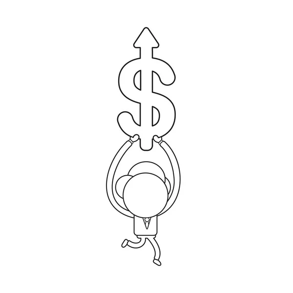 Векторная Иллюстрация Персонаж Бизнесмена Бегущий Держащий Символ Доллара Стрелкой Движущейся — стоковый вектор