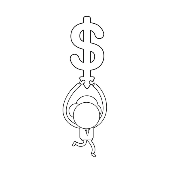 Векторная Иллюстрация Персонаж Бизнесмена Бежит Держит Символ Доллара Стрелкой Движущейся — стоковый вектор