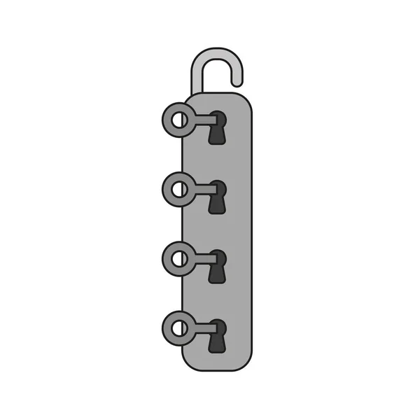 Vector Illustration Icon Concept Four Keys Four Keyholes Unlock Padlock — Stock Vector