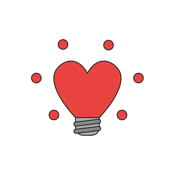 Vektor Illustration Ikonen Begreppet Hjärtat Formade Glödande Glödlampa Färgade Och — Stock vektor