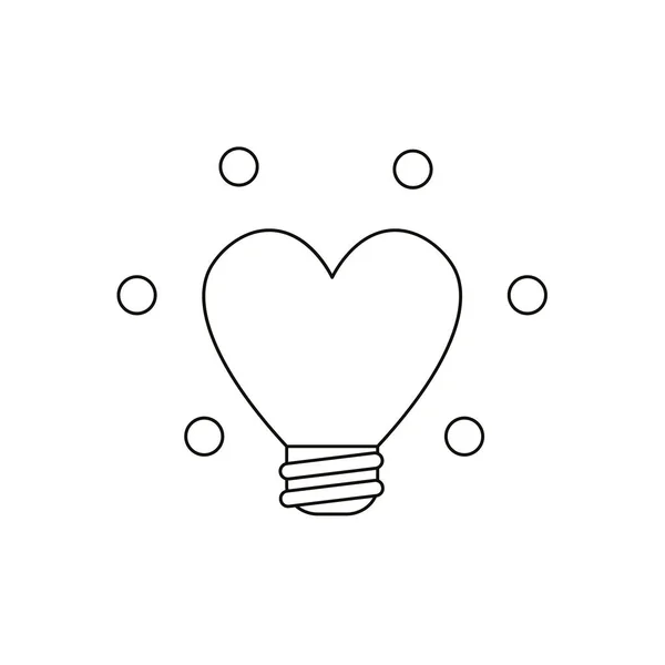 Platt Design Vektor Illustration Begreppet Glödande Gul Hjärtformad Lampa Symbol — Stock vektor