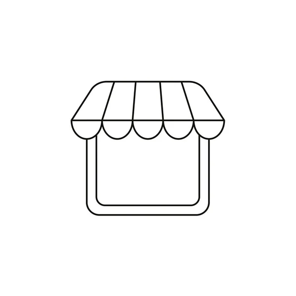 平面设计风格的矢量插图商店或商店的标志图标与遮阳篷在白色的背景 黑色轮廓 — 图库矢量图片