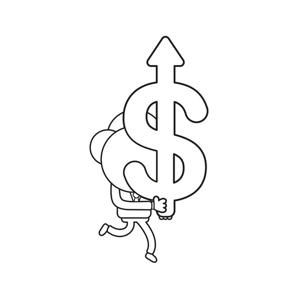 Illustration Vectorielle Personnage Homme Affaires Courant Portant Symbole Dollar Avec — Image vectorielle