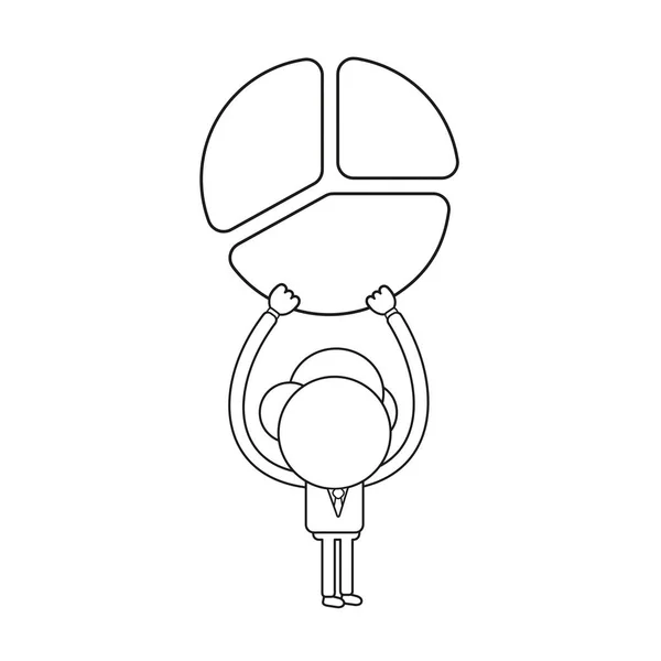 Ilustración Vectorial Personaje Hombre Negocios Sosteniendo Tres Partes Pastel Diagrama — Archivo Imágenes Vectoriales