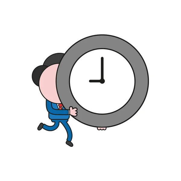 Illustration Vectorielle Personnage Homme Affaires Exécutant Portant Temps Horloge Couleur — Image vectorielle