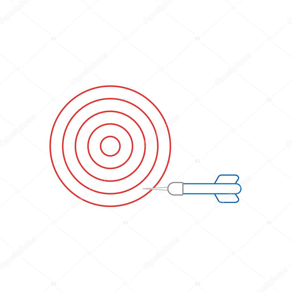 Flat design style vector illustration concept bullseye with dart icon in the side on white background. White and colored outlines.
