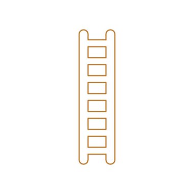 Ahşap merdiven sembol simge beyaz arka plan üzerinde düz tasarım stil vektör çizim. Beyaz ve renkli anahatlar.