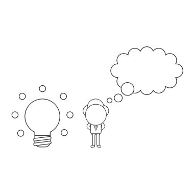 Boş düşünce balonu ve glowi ile Vektör işadamı karakteri