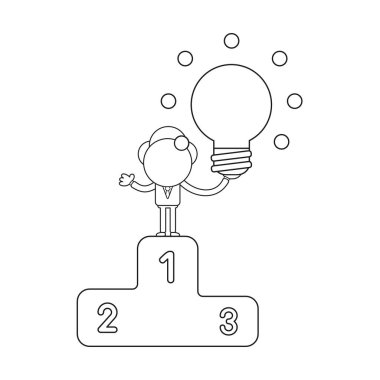 Vektör işadamı karakter yürüyüş ve parlayan ışık b tutarak